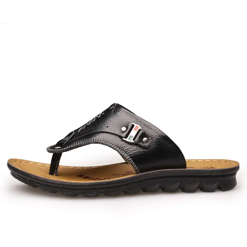 New Summer Leather Sandals Non-Slip Tide Sippers Casual Beach Shoes