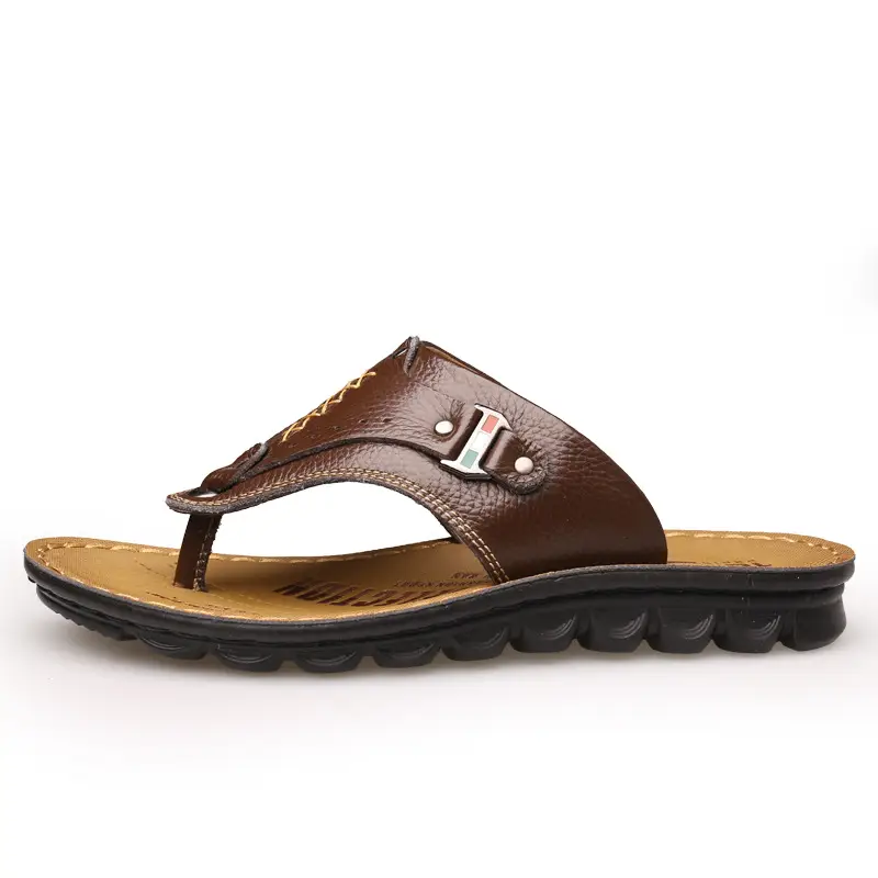 New Summer Leather Sandals Non-Slip Tide Sippers Casual Beach Shoes