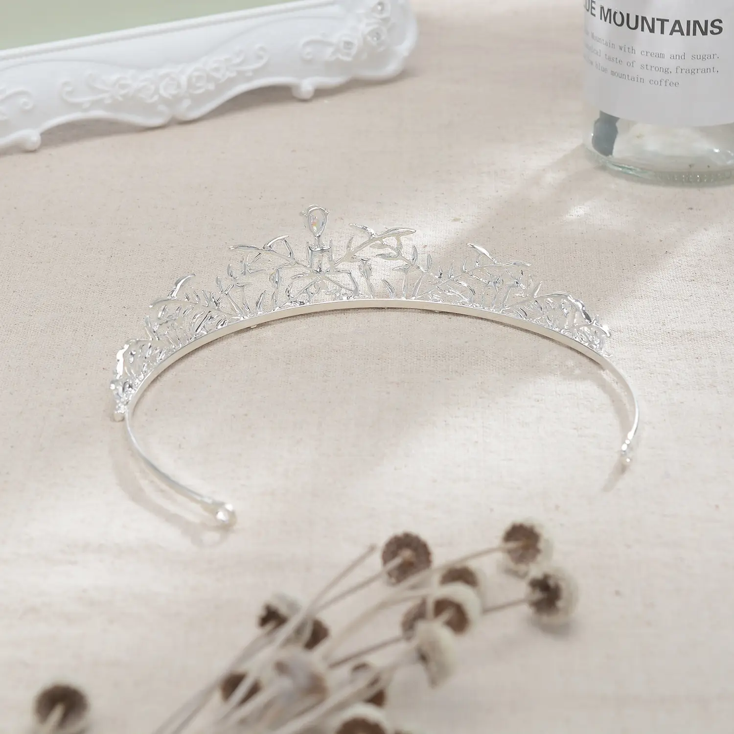 Zircon Leaf Crown Hairband for Weddings - Image 3