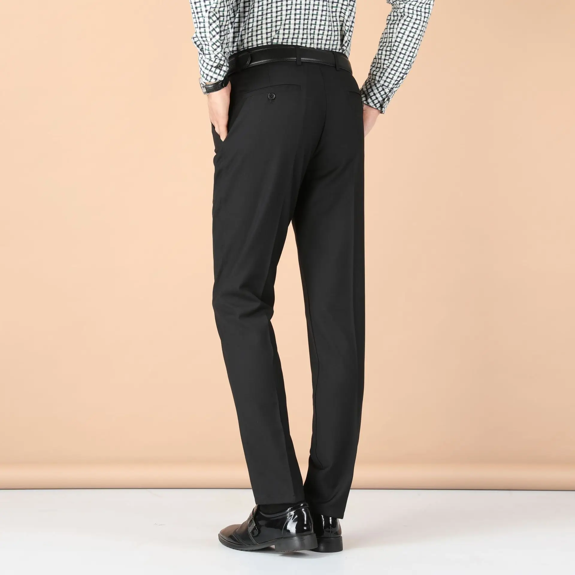 Men Black Slim Fit Trousers Spring Autumn Wear - Image 7