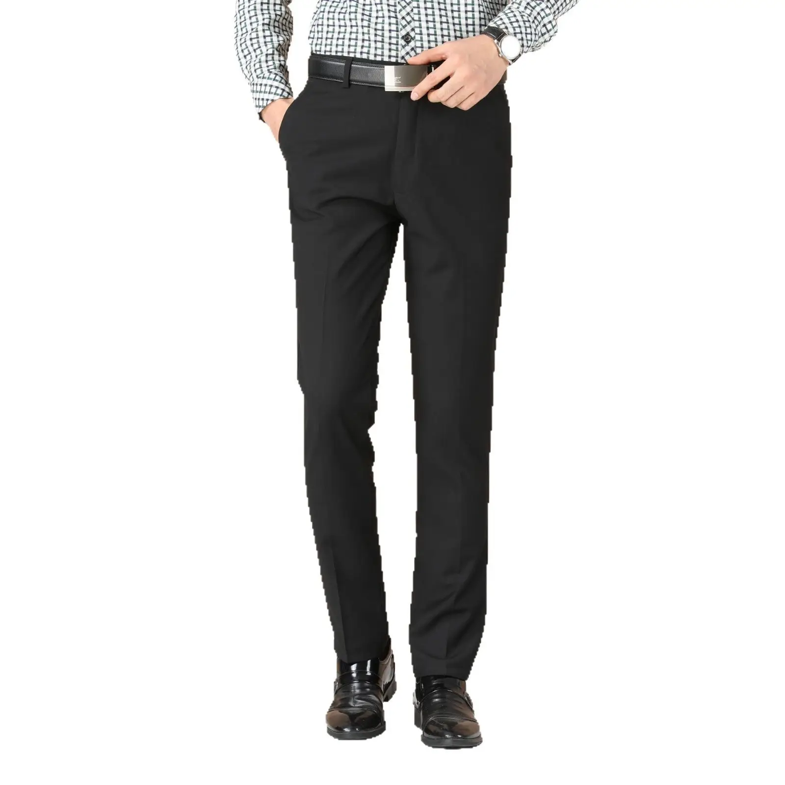 Men Black Slim Fit Trousers Spring Autumn Wear - Image 9