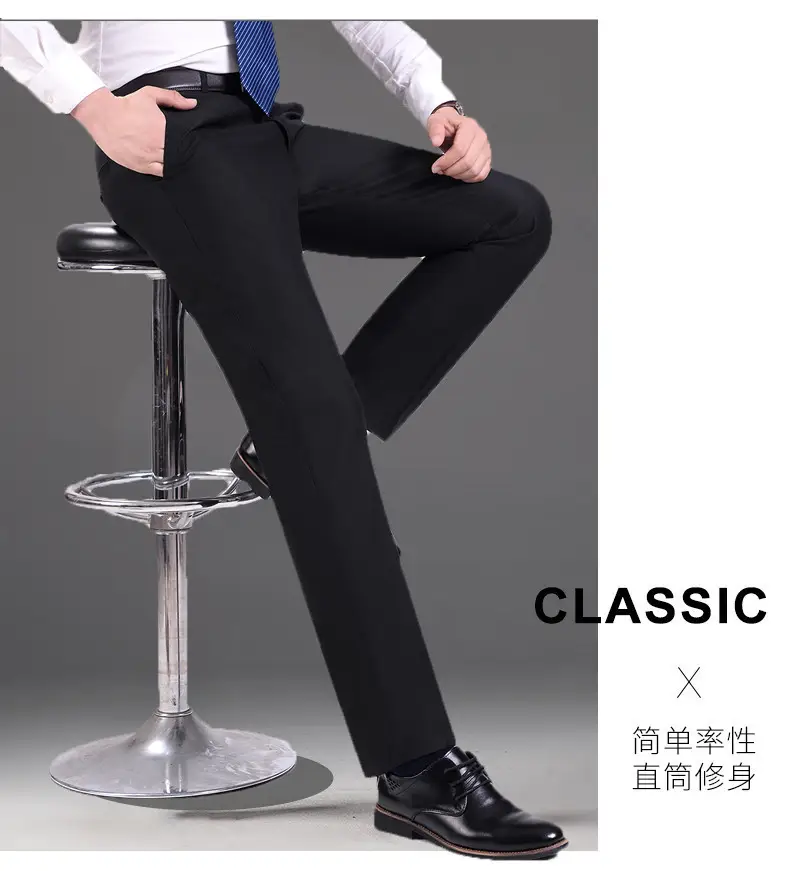 Men Black Slim Fit Trousers Spring Autumn Wear — feature 9