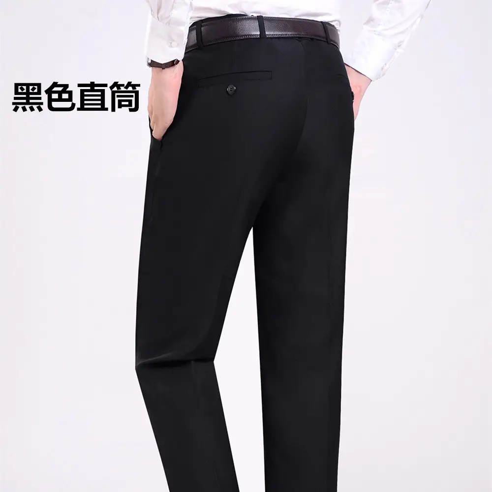 Men Black Slim Fit Trousers Spring Autumn Wear - Image 2