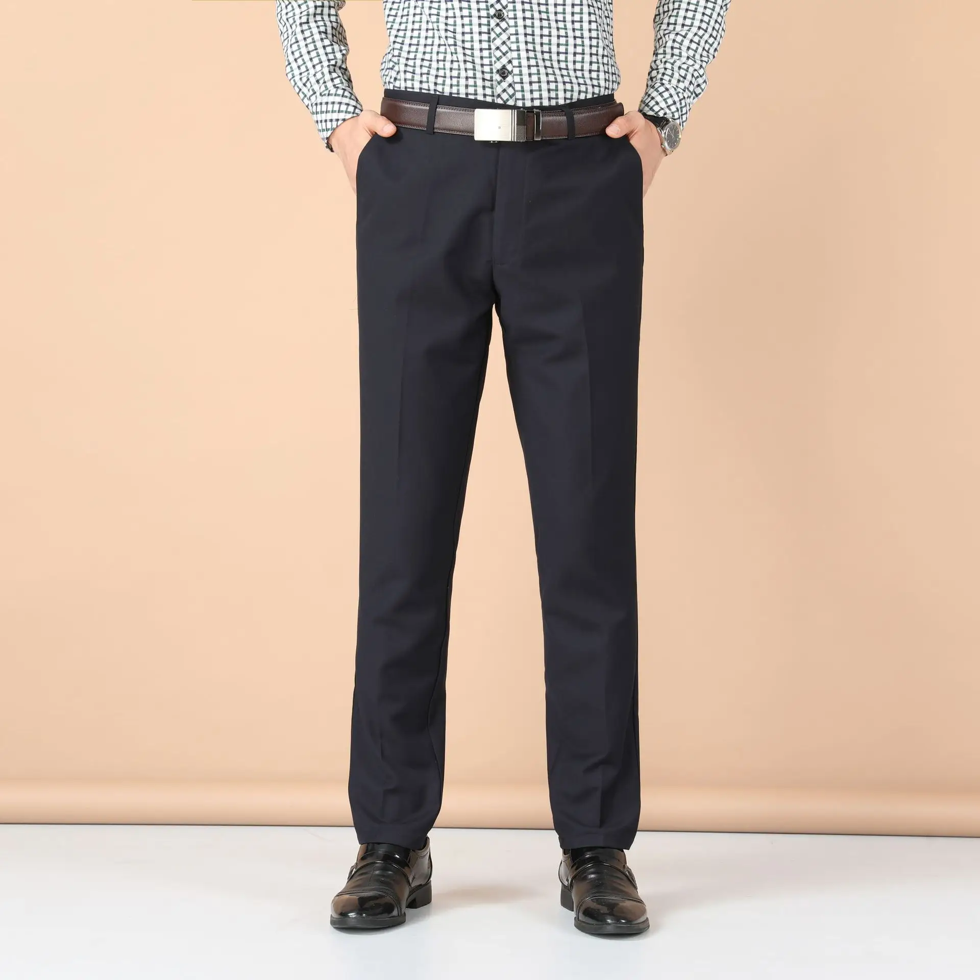 Men Black Slim Fit Trousers Spring Autumn Wear - Image 3