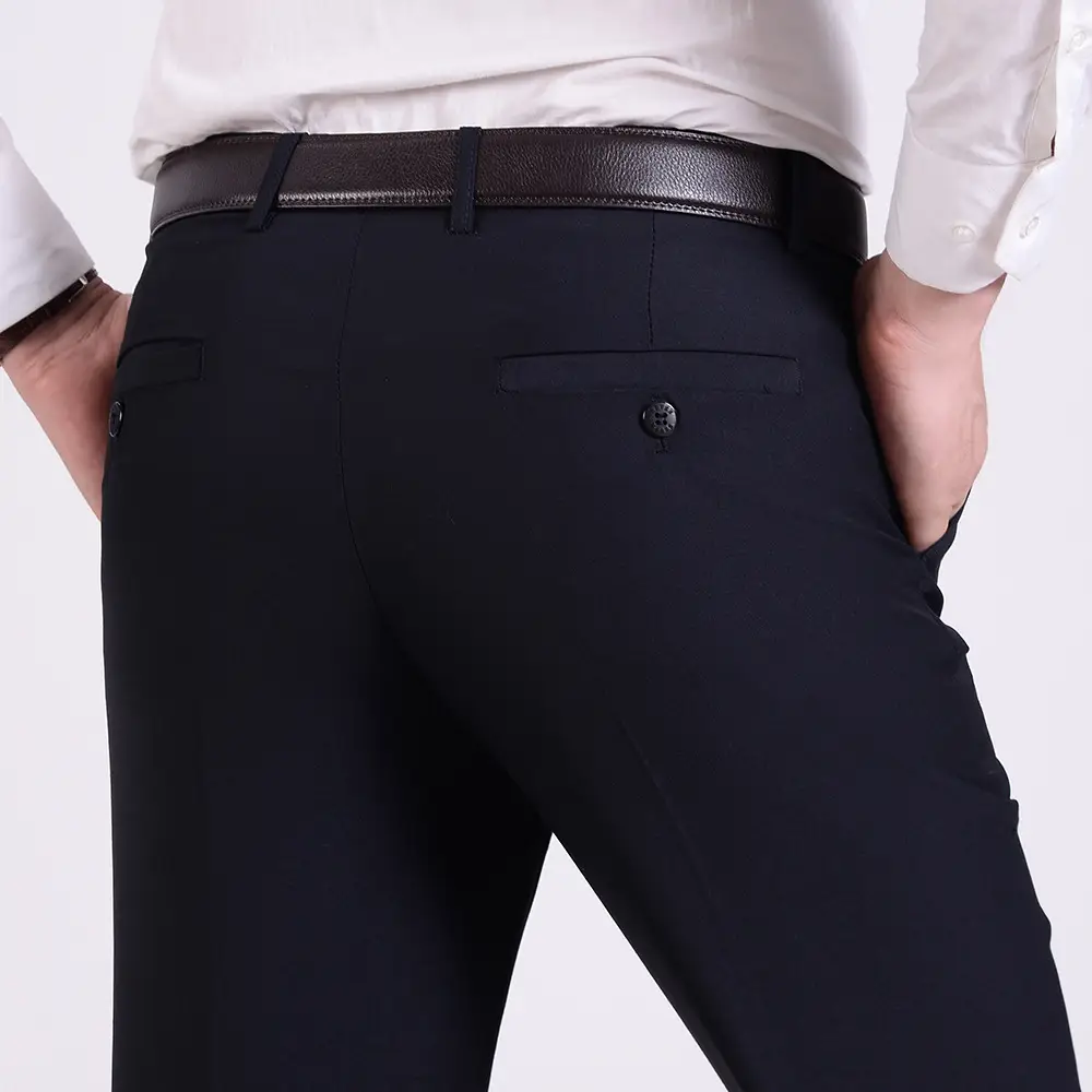 Men Black Slim Fit Trousers Spring Autumn Wear - Image 4