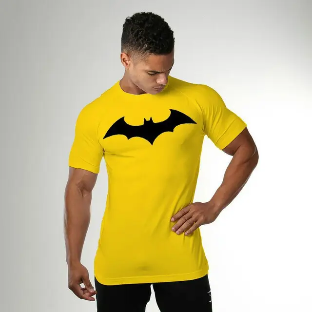 Men's Yellow Batman I-Shaped Training T-Shirt