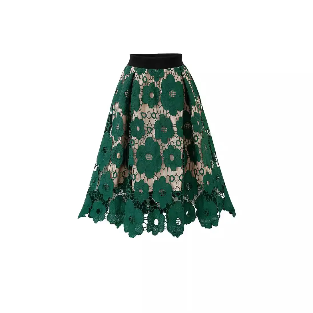 High Waist Lace Skirt Red Floral Large Size - Image 8