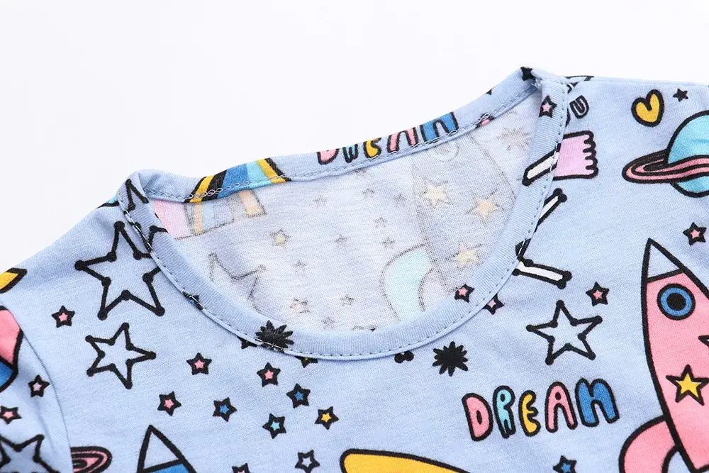 Girls Rocket Print T-Shirt Hot Summer Lightweight Cotton - Image 2