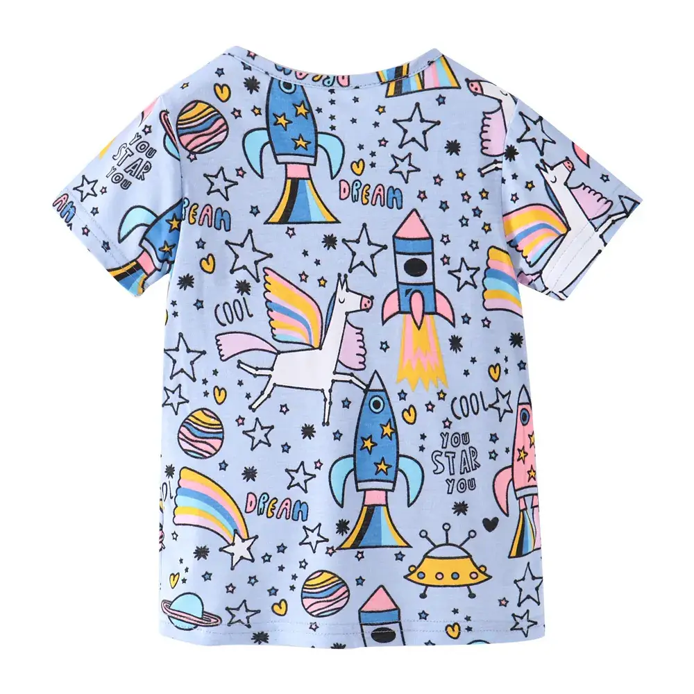 Girls Rocket Print T-Shirt Hot Summer Lightweight Cotton - Image 5