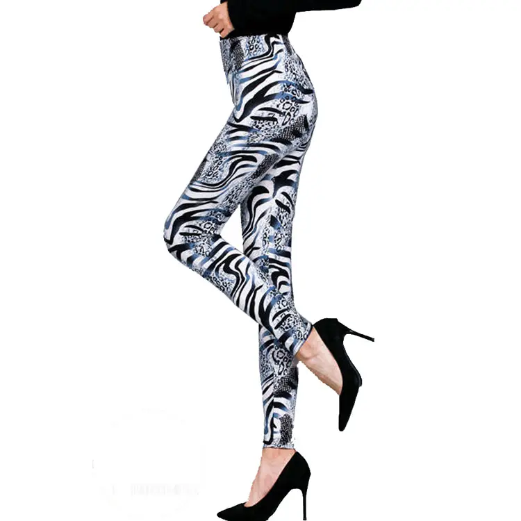 Women Leopard Print Cropped Leggings Large Size - Image 14