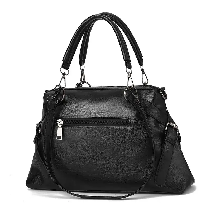 Black White V-Neck Shoulder Bag Large Capacity
