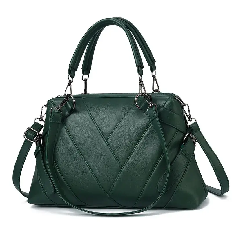 Black White V-Neck Shoulder Bag Large Capacity