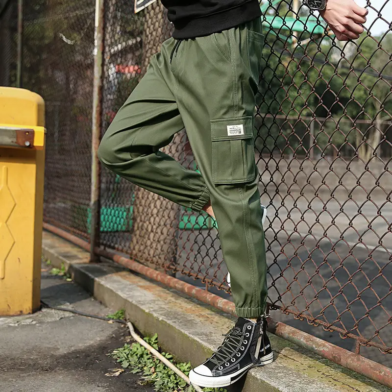 Men's Black Ankle-Tied Casual Pants with Cargo Pocket - Image 7