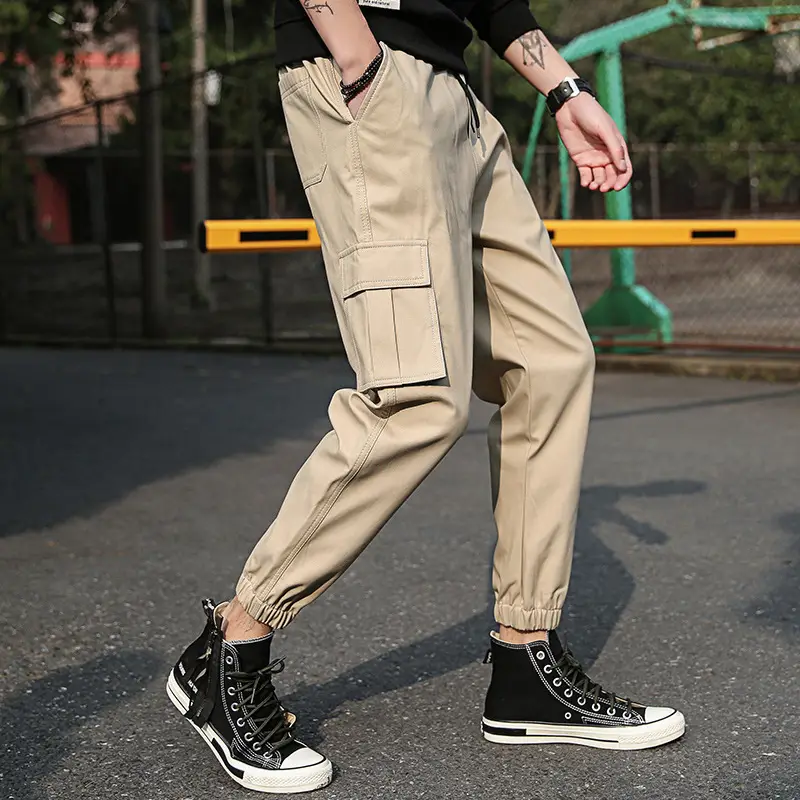 Men's Black Ankle-Tied Casual Pants with Cargo Pocket - Image 8