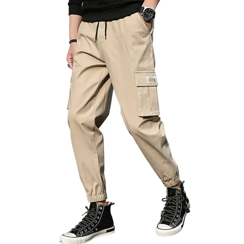 Men's Black Ankle-Tied Casual Pants with Cargo Pocket - Image 9