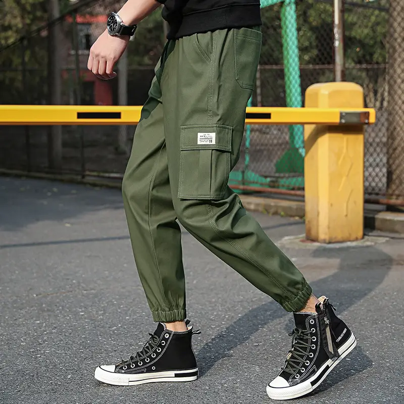 Men's Black Ankle-Tied Casual Pants with Cargo Pocket - Image 4
