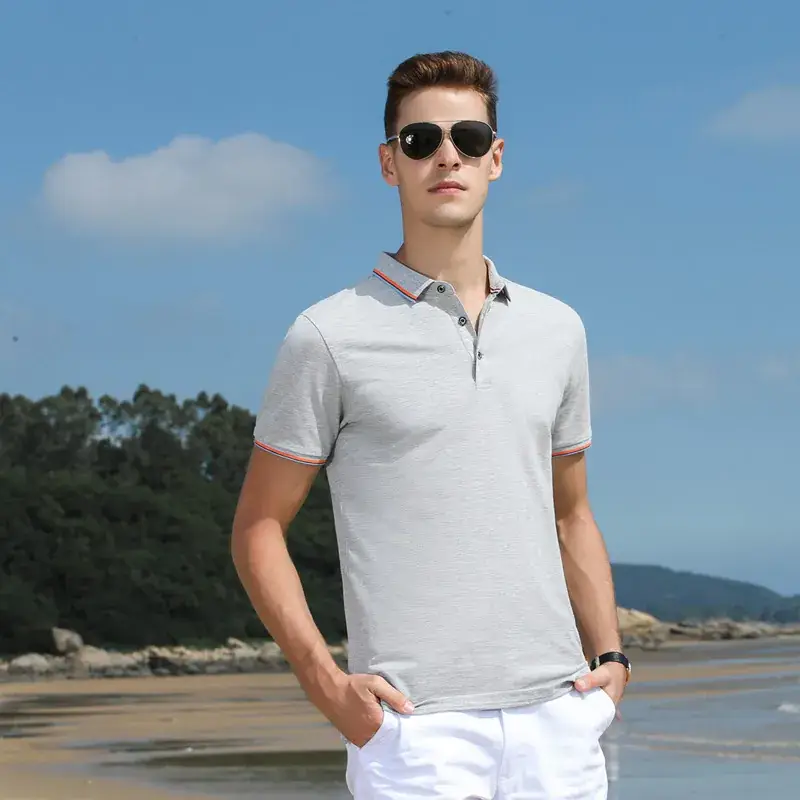 Men Women Polo T-Shirt Navy White Embroidered Short Sleeve - Image 14