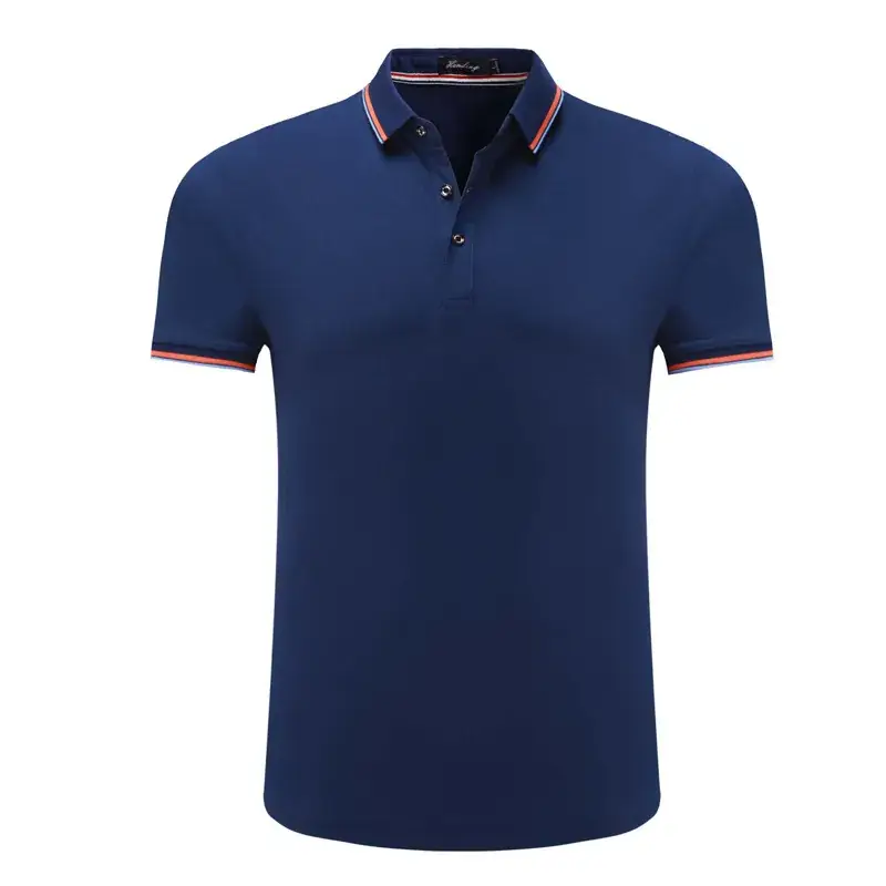 Men Women Polo T-Shirt Navy White Embroidered Short Sleeve - Image 11