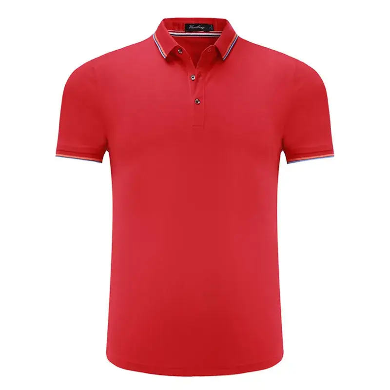Men Women Polo T-Shirt Navy White Embroidered Short Sleeve - Image 2
