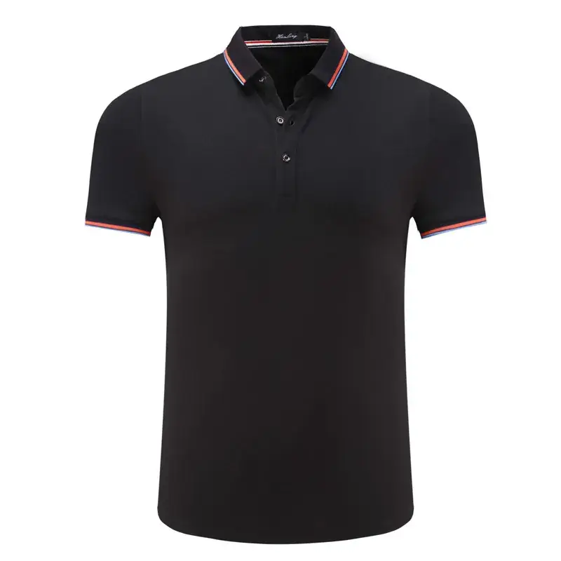Men Women Polo T-Shirt Navy White Embroidered Short Sleeve - Image 5