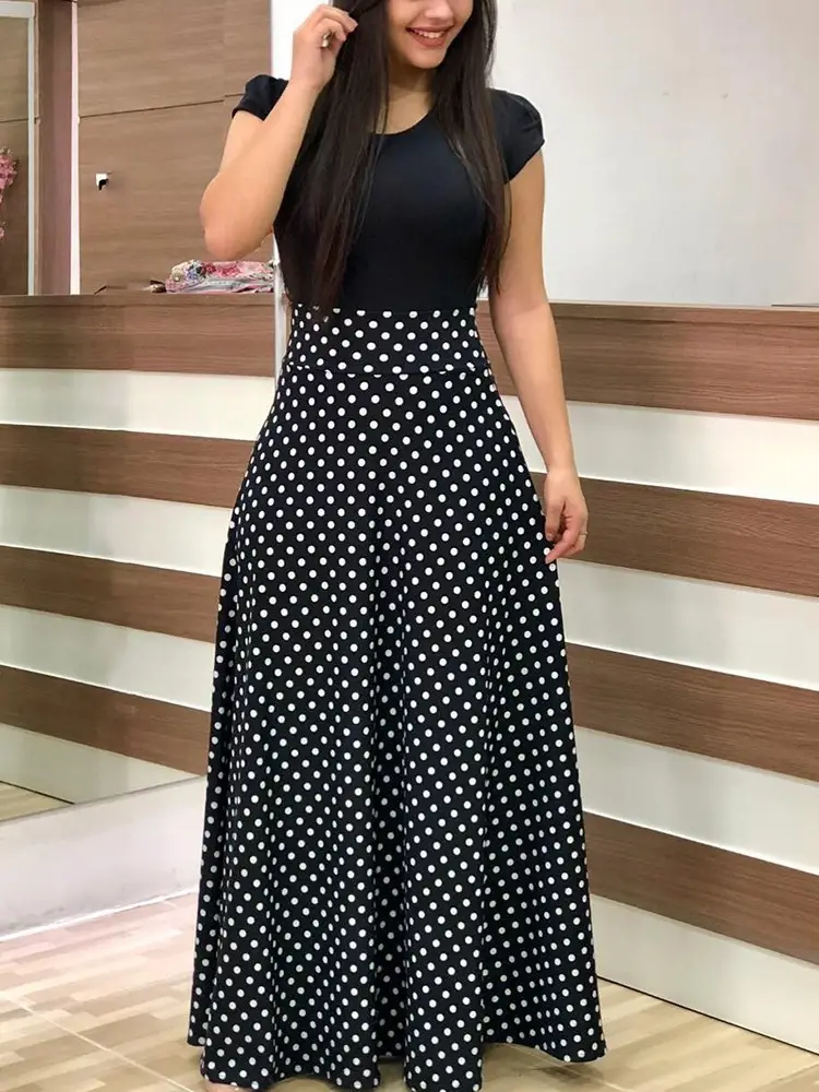 Women's Striped Maxi Dress Black Top Matching Set - Image 4