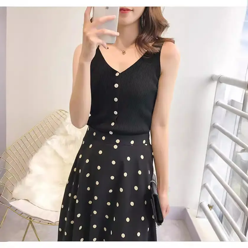 Button Knitted V Neck Vest Women Spring Summer Slim Fit - Image 11