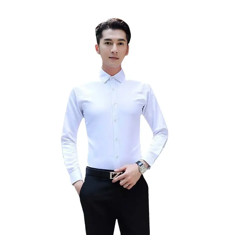 Men's Pink Slim Fit Long Sleeve Shirt with Belt