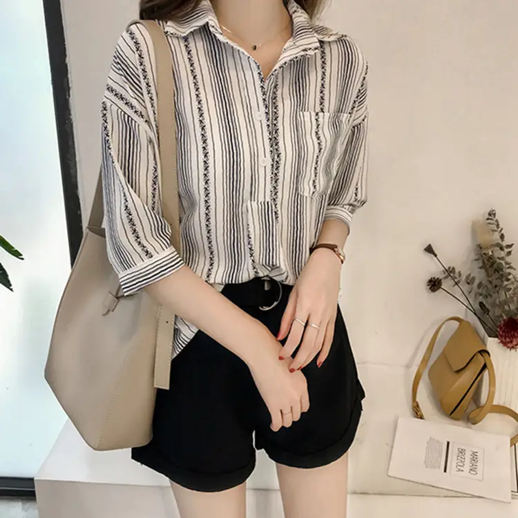 2025 Spring Shirt with 3Q Sleeve & Striped Bottom - Image 4