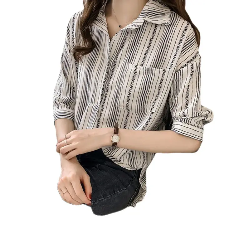 2025 Spring Shirt with 3Q Sleeve & Striped Bottom - Image 7