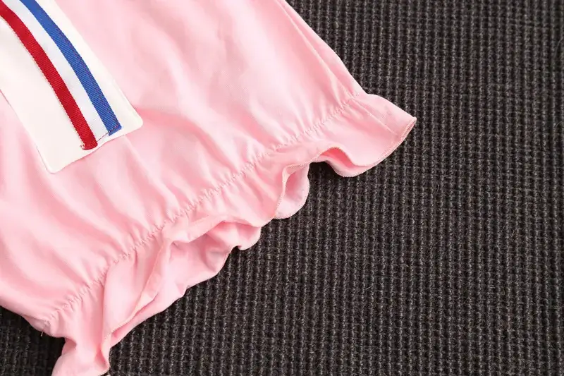 2024 Girls Pink Blue Striped Two-Piece Skirt Set — feature 11
