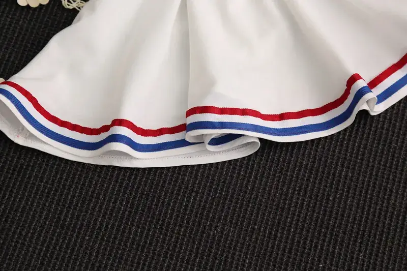 2024 Girls Pink Blue Striped Two-Piece Skirt Set — feature 20