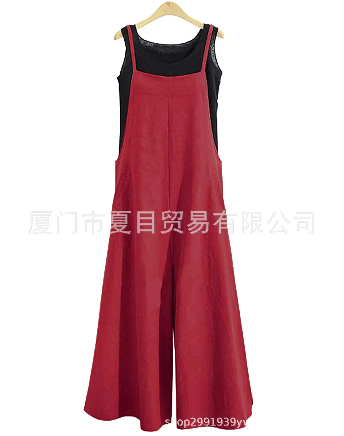 Black Linen Wide Leg Pants Set for Women Summer - Image 4