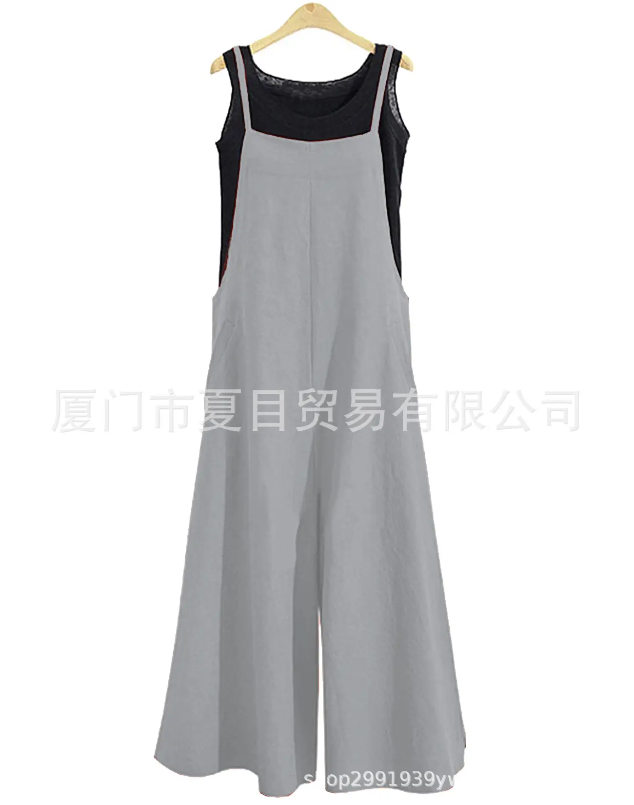 Black Linen Wide Leg Pants Set for Women Summer - Image 5