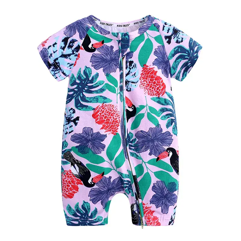 Baby Dolphin Printed Zipper Romper Light Blue Newborn