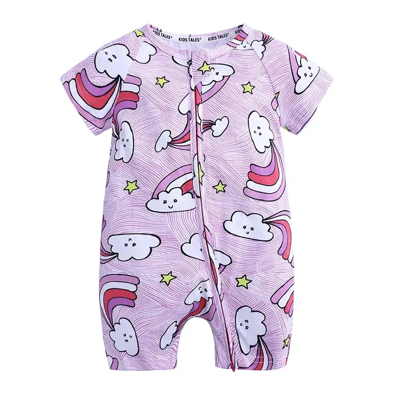 Baby Dolphin Printed Zipper Romper Light Blue Newborn