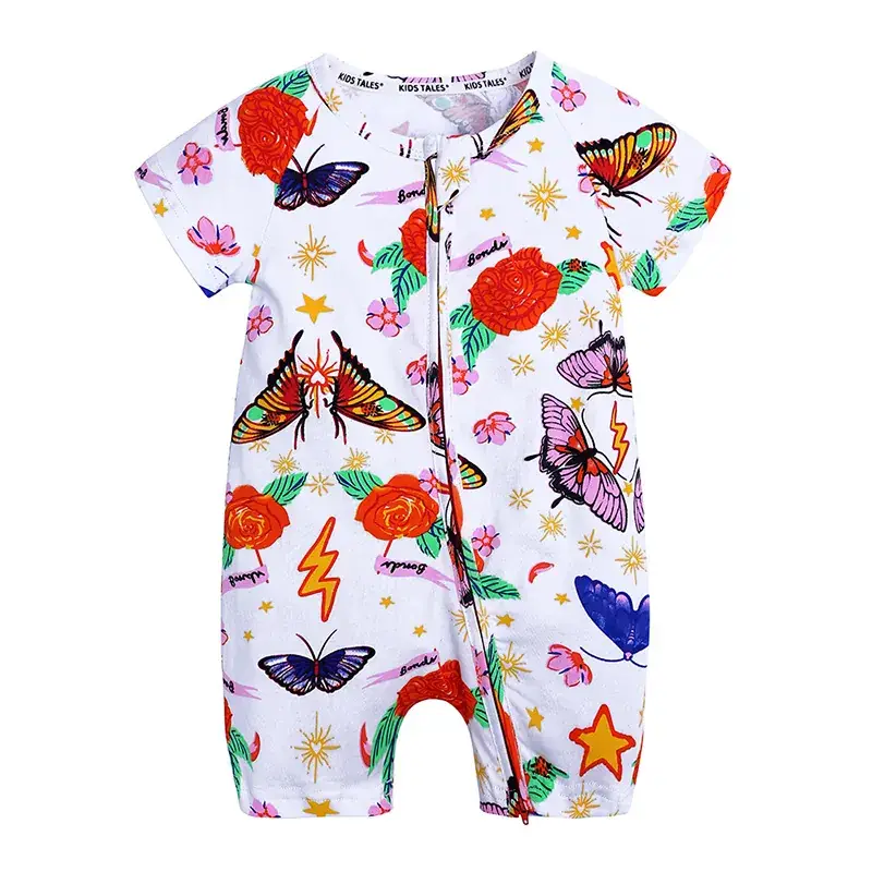Baby Dolphin Printed Zipper Romper Light Blue Newborn