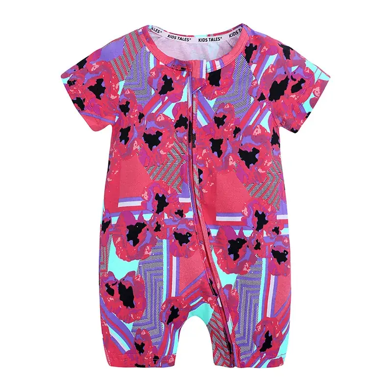 Baby Dolphin Printed Zipper Romper Light Blue Newborn