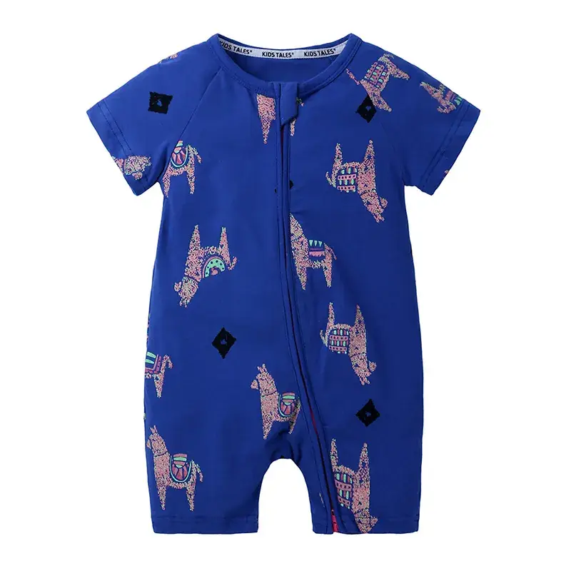 Baby Dolphin Printed Zipper Romper Light Blue Newborn