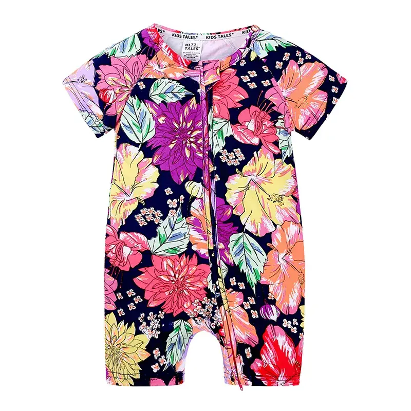 Baby Dolphin Printed Zipper Romper Light Blue Newborn