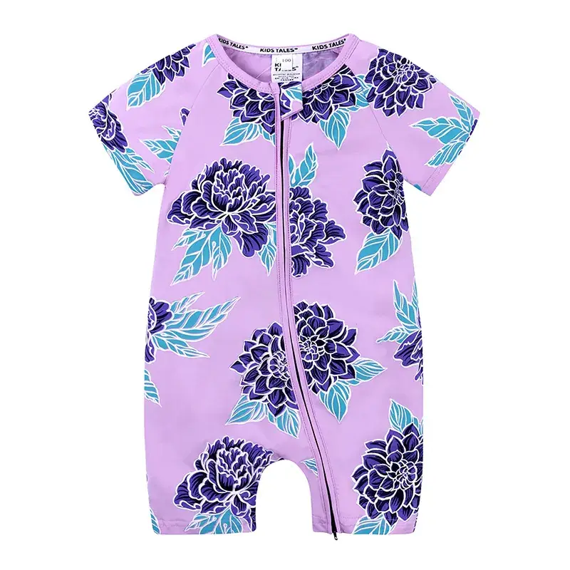 Baby Dolphin Printed Zipper Romper Light Blue Newborn