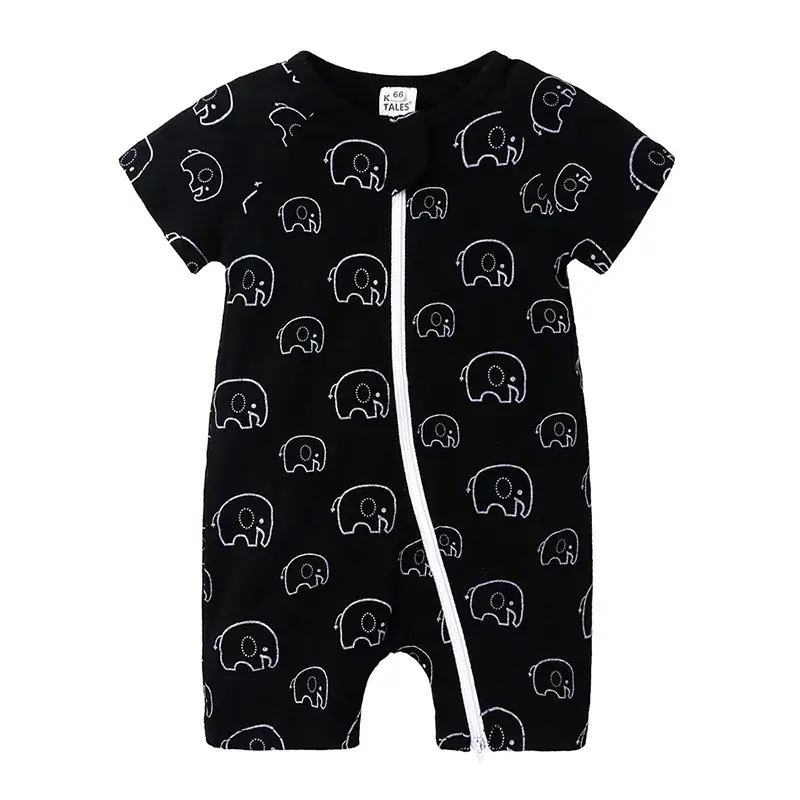 Baby Dolphin Printed Zipper Romper Light Blue Newborn