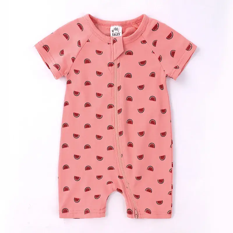 Baby Dolphin Printed Zipper Romper Light Blue Newborn