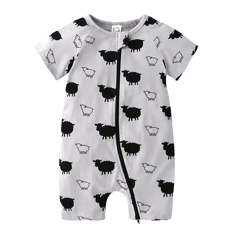 Baby Dolphin Printed Zipper Romper Light Blue Newborn