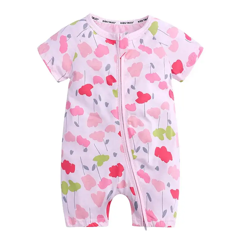 Baby Dolphin Printed Zipper Romper Light Blue Newborn