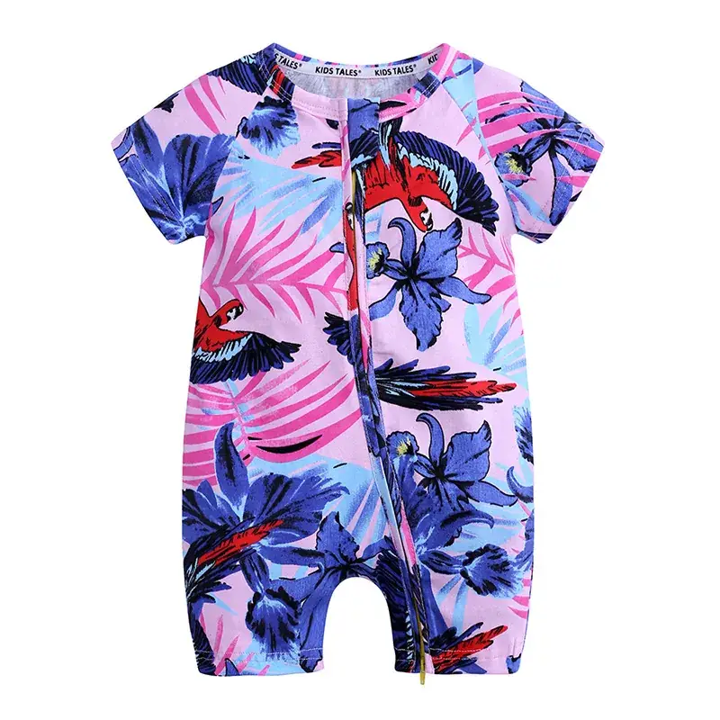 Baby Dolphin Printed Zipper Romper Light Blue Newborn