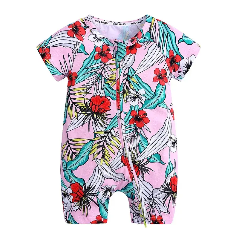 Baby Dolphin Printed Zipper Romper Light Blue Newborn