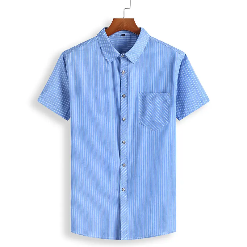 Men Striped Cotton Shirt Extra Large Blue