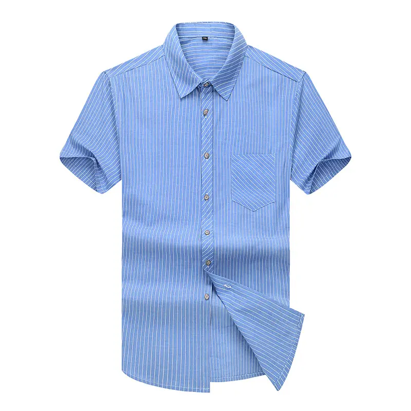 Men Striped Cotton Shirt Extra Large Blue