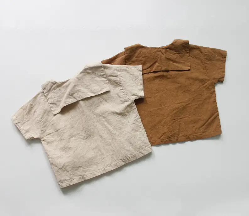 2026 Spring Boys Cotton Linen T-Shirt Brown Beige — feature 24