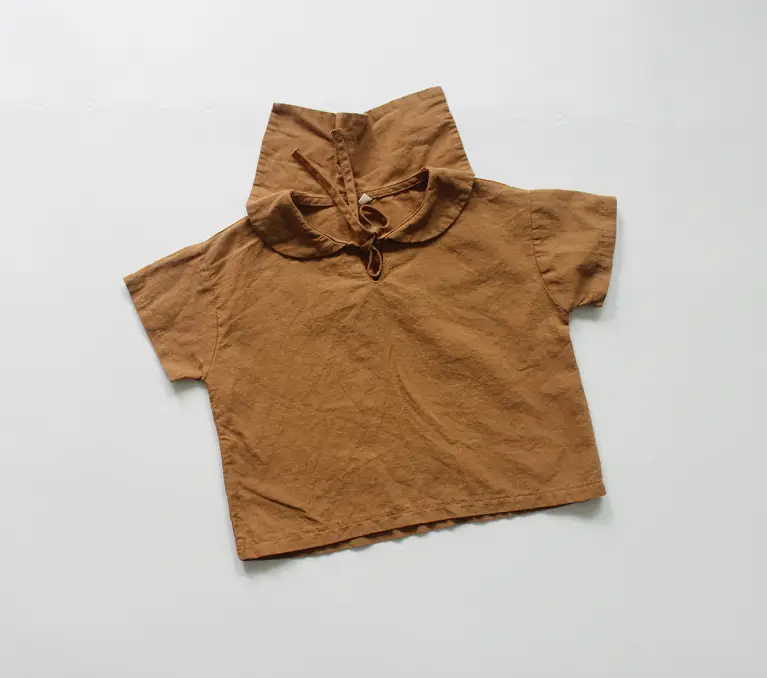 2026 Spring Boys Cotton Linen T-Shirt Brown Beige — feature 28